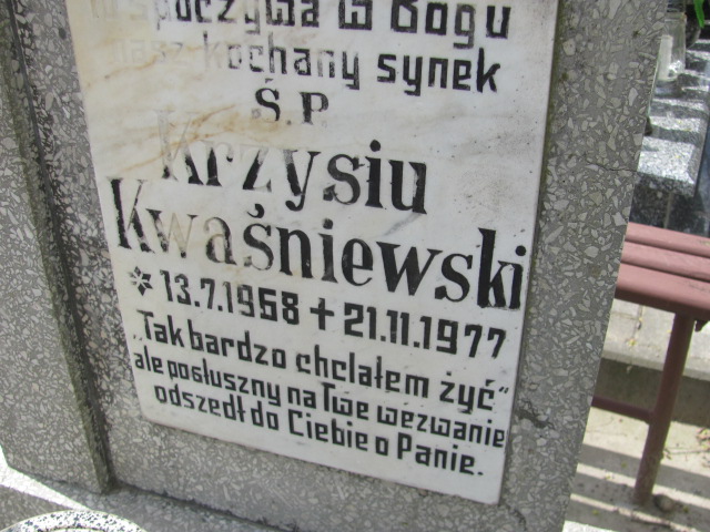 Krzysztof Kwaśniewski 1958 Gniezno Bierzglinek - Grobonet - Wyszukiwarka osób pochowanych